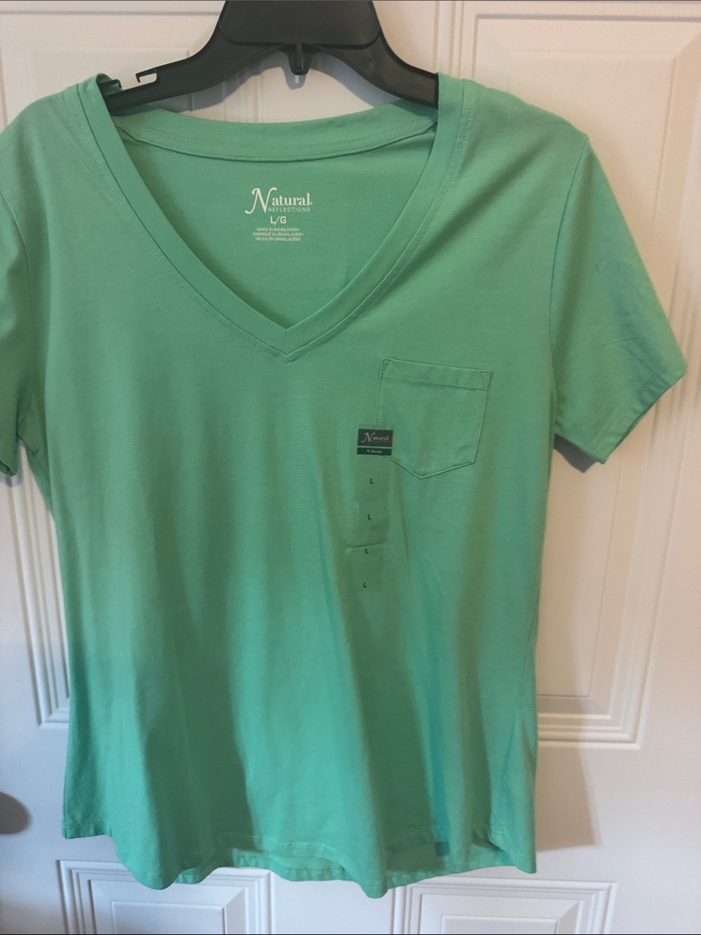 Natural Reflections Mint Green V-Neck Pocket Tee